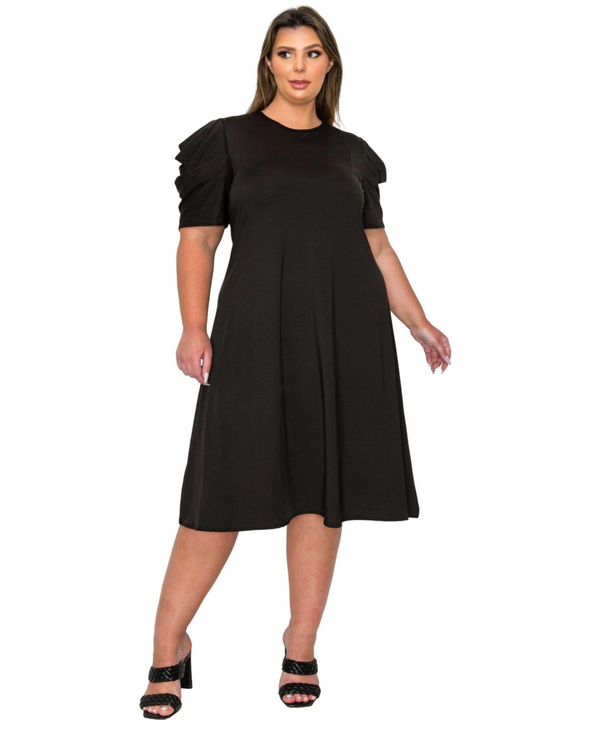 L I V D Plus Size Aleyna Flare Dress - Black | Macy's