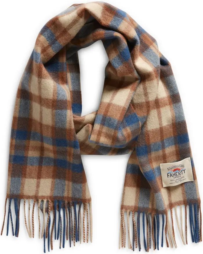 Faherty Bozeman Plaid Lambswool Fringe Scarf | Nordstrom | Nordstrom