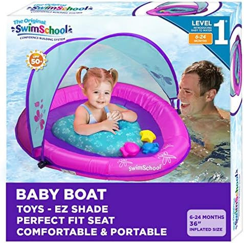 SwimSchool Infant Baby Pool Float with Splash & Play Activity Toys, Adjustable Sun Canopy, Perfect-F | Amazon (US)