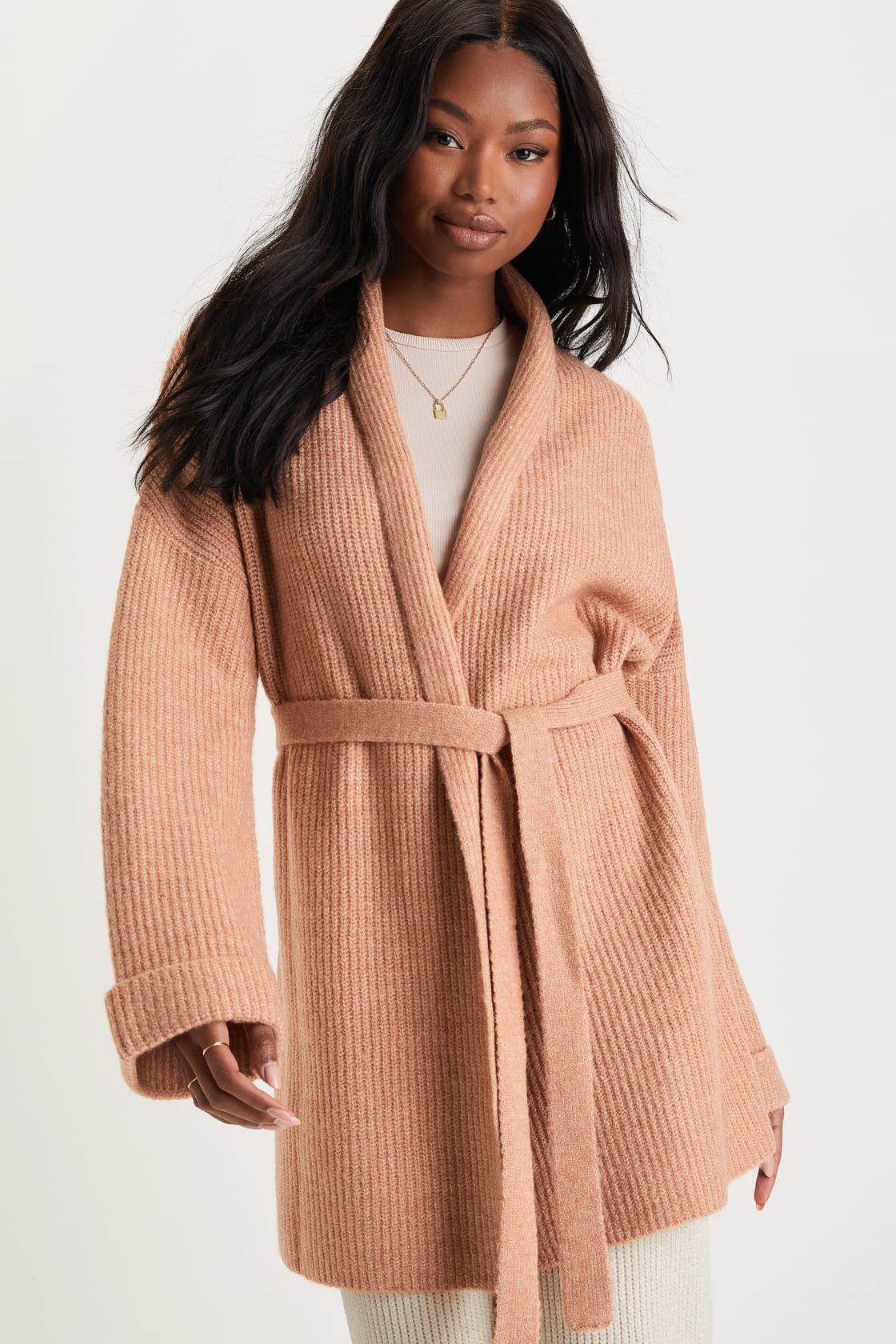 Fireside Favorite Heathered Brown Knit Cardigan Sweater | Lulus (US)