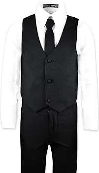Black n Bianco Boys' Formal Black Suit with Shirt and Vest | Amazon (US)