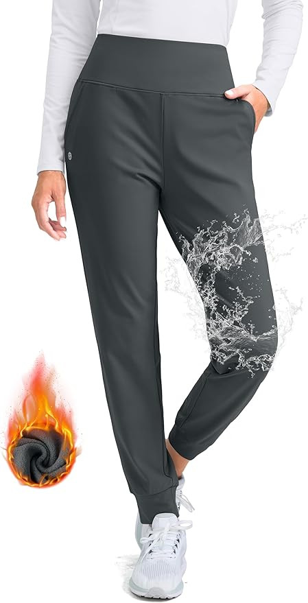 G Gradual Women's Fleece Lined Joggers High Waisted Water Resistant Thermal Hiking Pants Cold Wea... | Amazon (US)