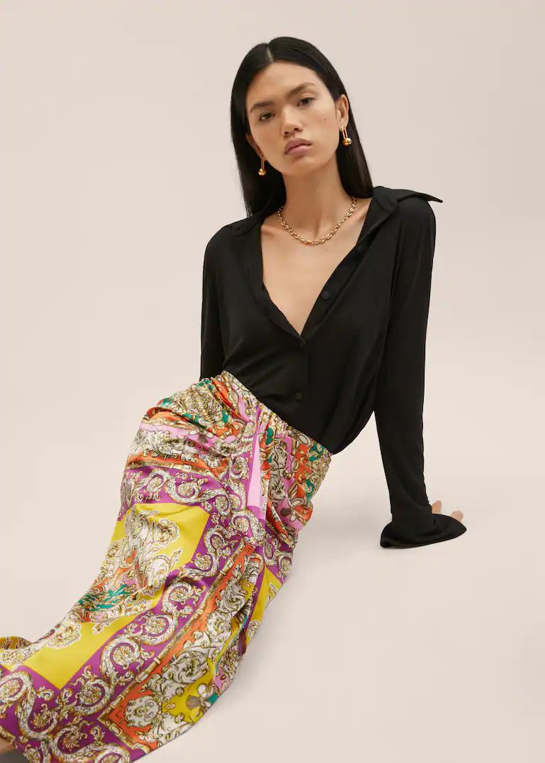 Draped satin skirt -  Women | Mango USA | MANGO (US)