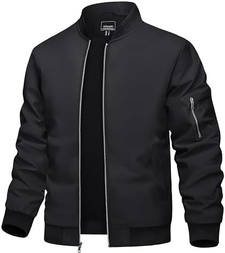 TACVASEN Men's Bomber Jacket Lightweight Casual Spring Fall Windbreaker Zip Up Coat with Pocket | Amazon (US)