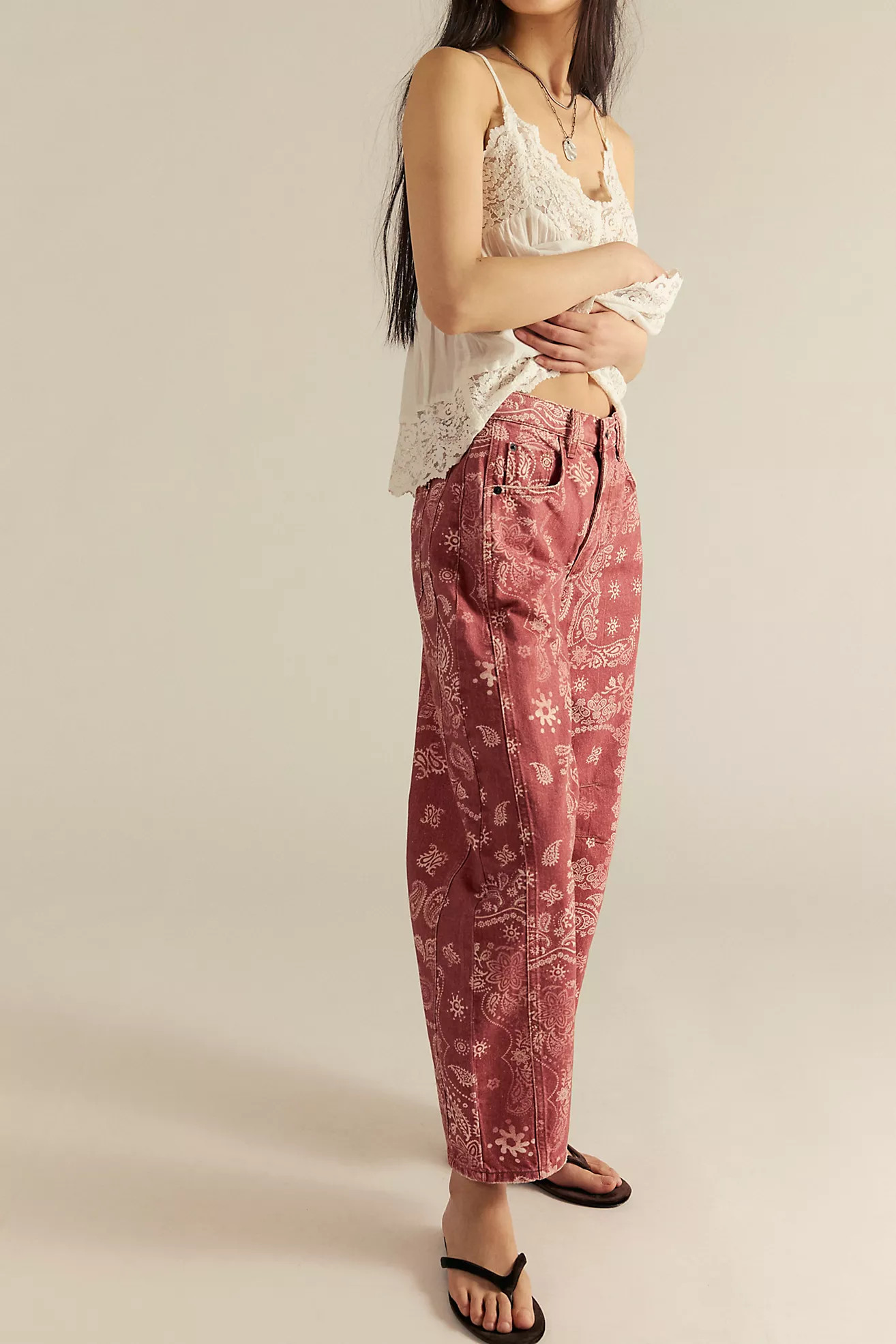 We The Free Good Luck Printed Barrel Jeans | Free People (Global - UK&FR Excluded)