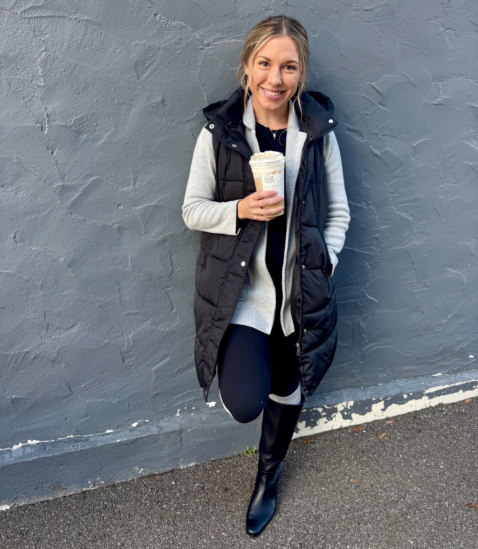 Cozy layers + iced coffee because I’m that mom 🖤 soaking up all the Halloween fun with my kiddos.  
Wearing a size small in everything for reference ✨
#momlife #fallevents #ootd #outdoorevents #cozyvibes #fallfashion #fallstyle #momstyle 

#LTKSeasonal #LTKFamily #LTKStyleTip