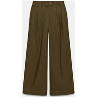 Zara - Wide-Leg Pleated Pants - Khaki - L - Woman | Zara US