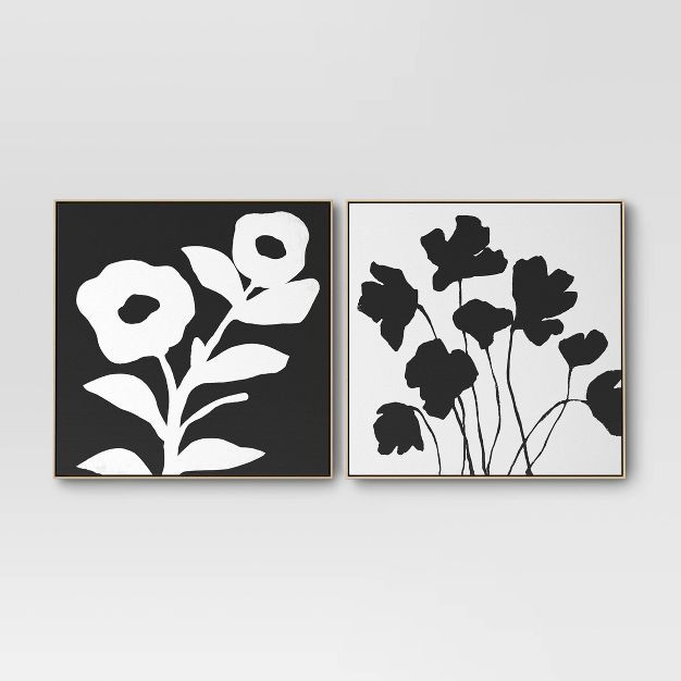 2pk 24&#34; x 24&#34; Floral Framed Wall Canvases - Threshold&#8482; | Target