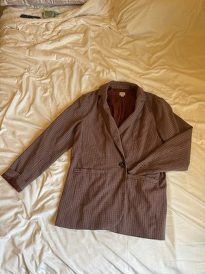 Women’s Brown Plaid Blazer Size Medium A New Day Fall Jacket | eBay US