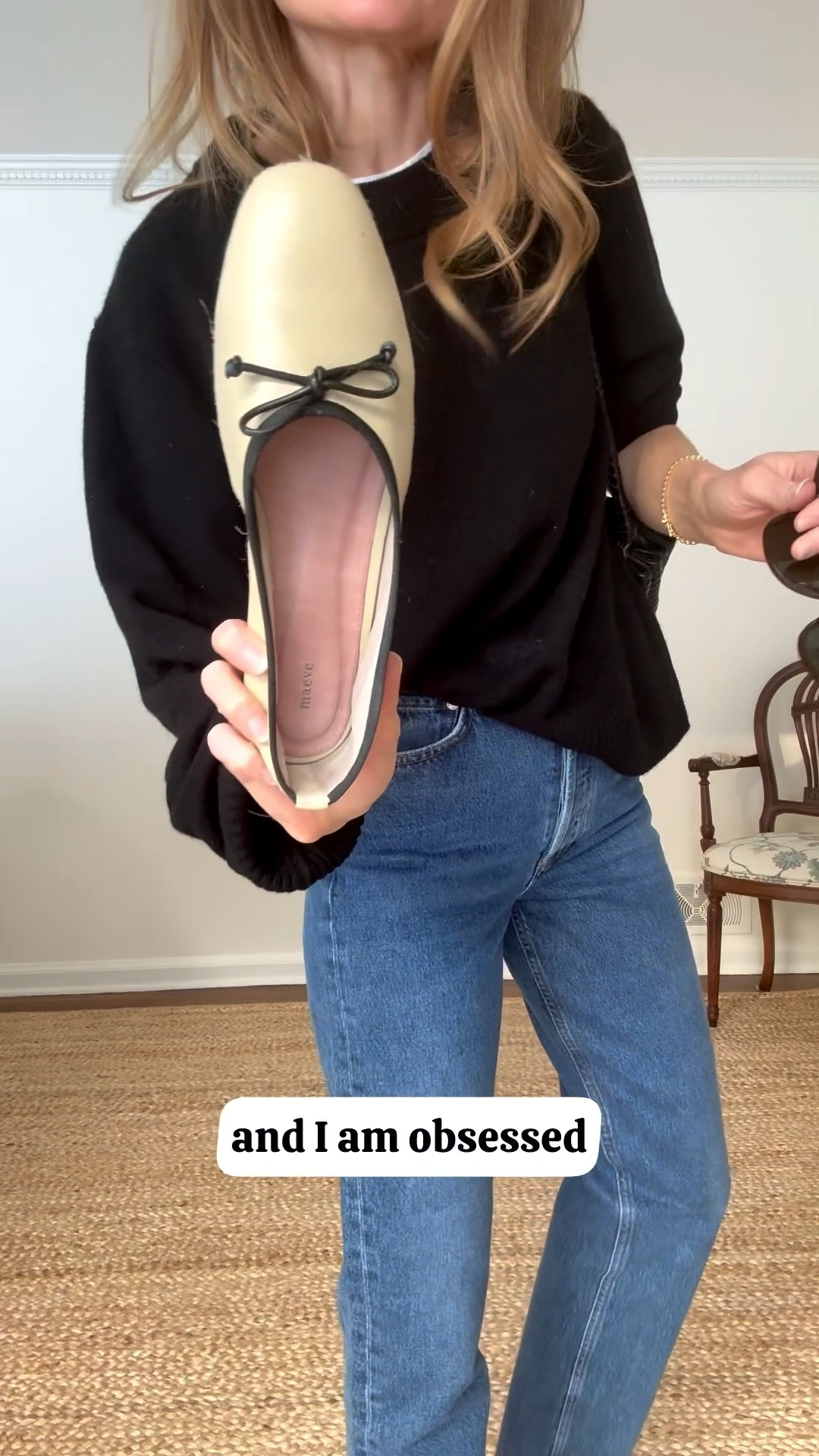 Super soft ballet flats from @Anthropologie …love the color. So unique and goes so well as a contrast to my black sweater. They run a little narrow so size up 1 if you are between sizes or your feet are on the wider side  