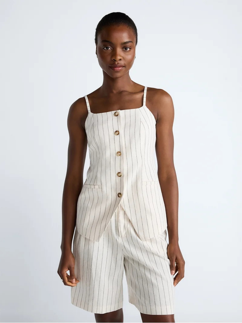 Scoop Women\u2019s Linen Blend Vest, Sizes XS-XL | Walmart (US)