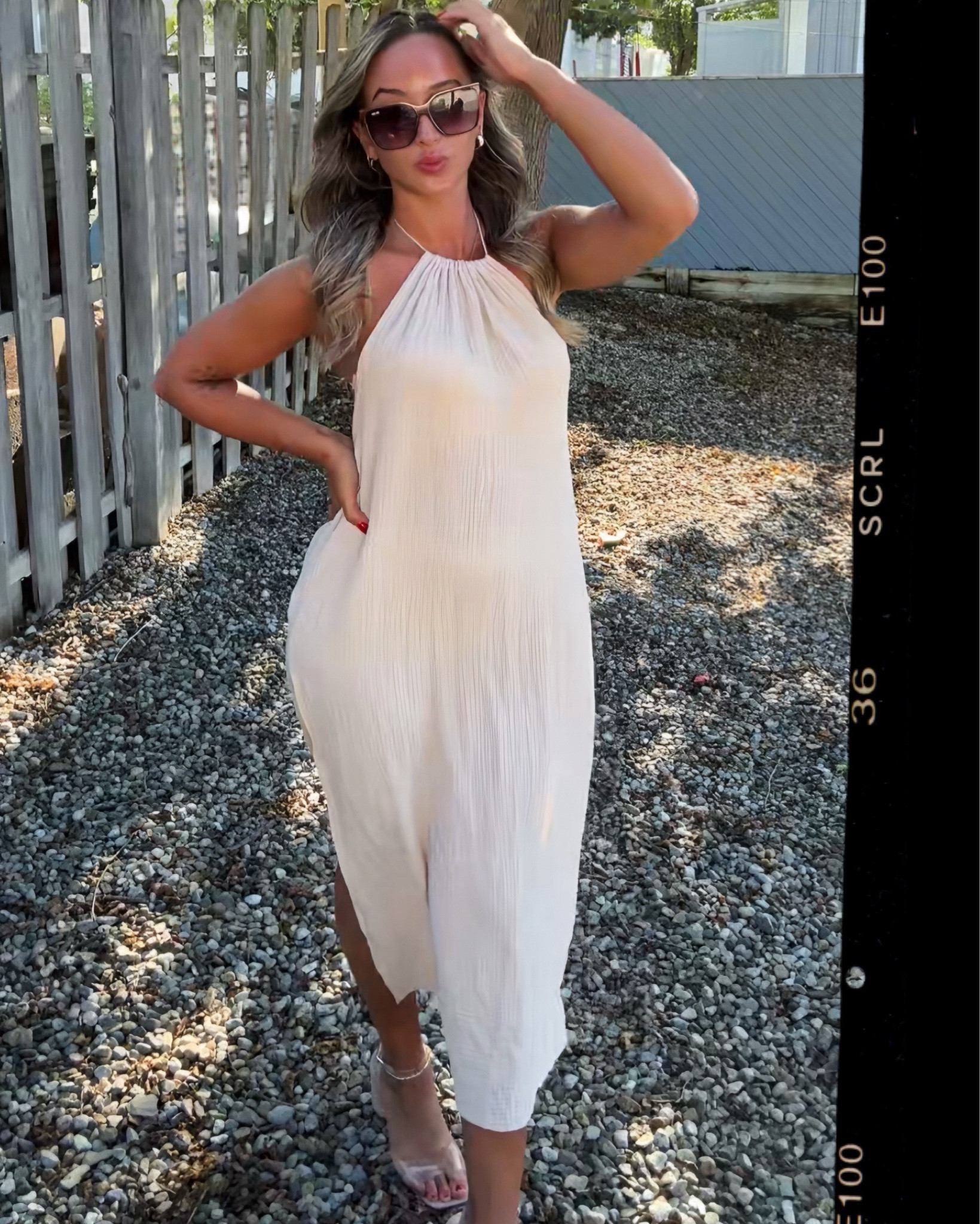 This halter midi dress is a dream in motion — pleated, lightweight, and ultra-flattering with a soft, crinkled texture that catches the light just right. The open back and side slit add a touch of drama while still keeping the look polished and effortless. I styled it with oversized square sunglasses for a bit of glam, and mini hoop earrings to tie it all together.

Perfect for golden hour at your resort on your next vacation!

Linked this look plus a few similar options if your size is gone!

#LTKSeasonal #LTKTravel #LTKStyleTip