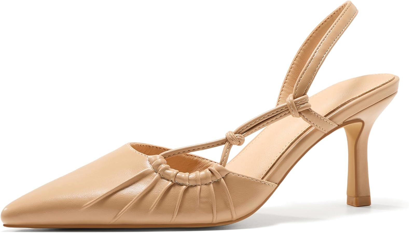 Womens Slingback Kitten Heels Closed Pointed Toe Backless Pumps Wedding Dress Shoes | Amazon (US)