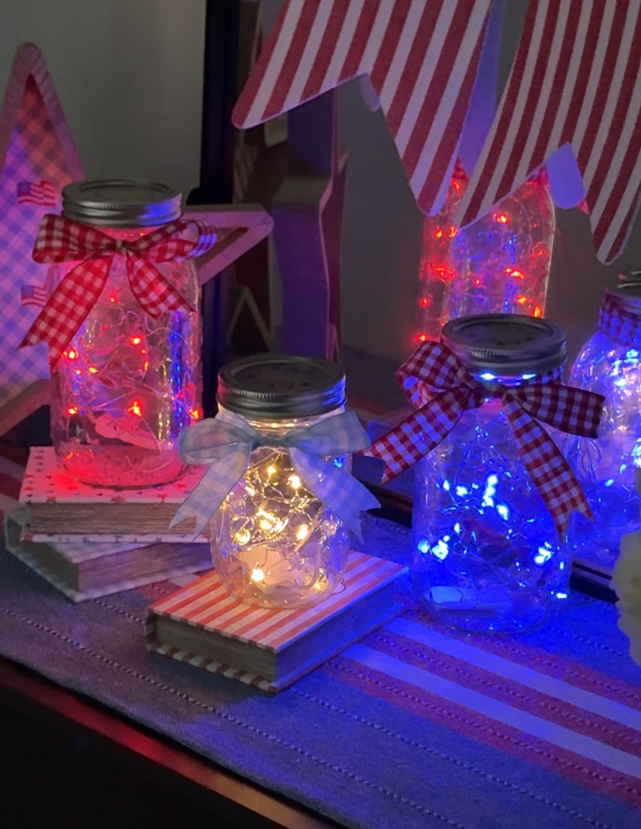 I just love how these fairy lights in jars adds a little extra for the Fourth of July 🇺🇸

#LTKSeasonal #LTKHome