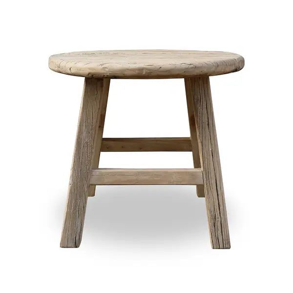 Artissance Round Rustic Side table Weathered Elm Wood 22x22x20H | Bed Bath & Beyond