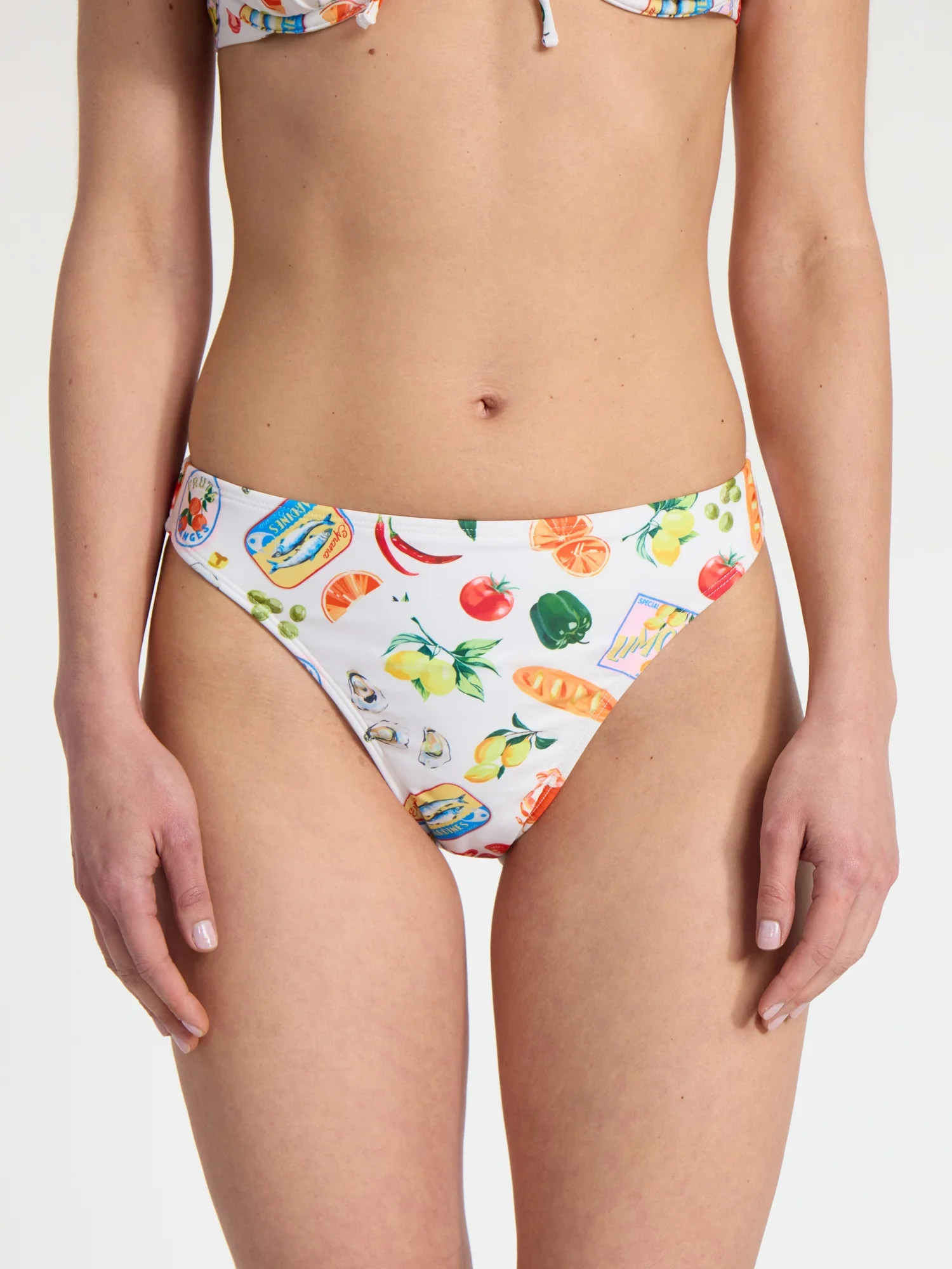 No Boundaries Kitschy Printed High Leg Bikini Bottoms, Women’s | Walmart (US)