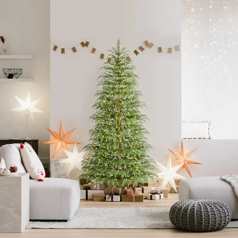 7.5' Pre-Lit Green Cypress Artificial Christmas Tree with 500 Warm White Twinkle LED Lights, by M... | Walmart (US)