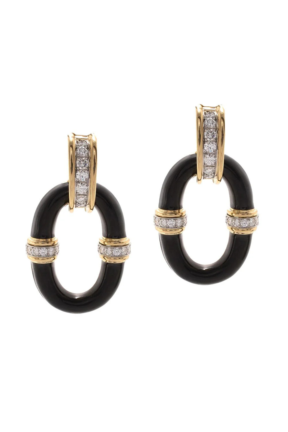 Black Enamel Oval Link Earrings | DAVID WEBB | Marissa Collections