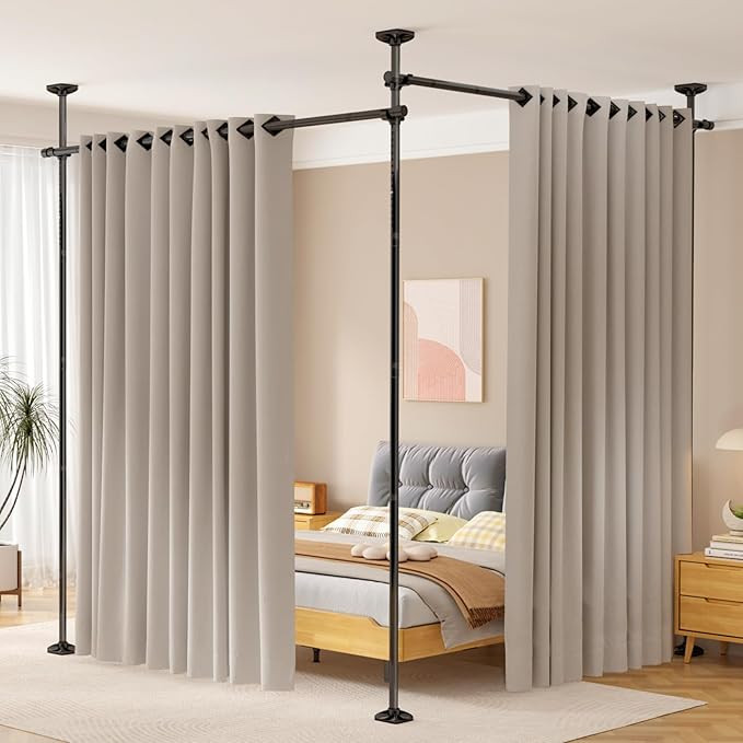 SUNALLY Room Divider No Drilling Curtain Rod Wall Divider for Room Separation, 4-10ft(H) 28-114in... | Amazon (US)