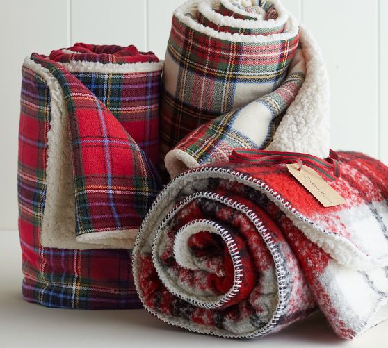 Stewart Plaid with Sherpa Back Throw | Pottery Barn (US)