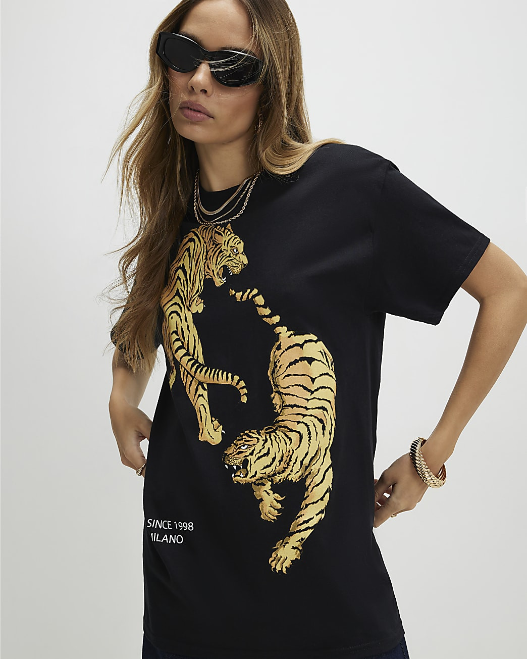 Black Mirror Print Tiger T-shirt | River Island UK & IE