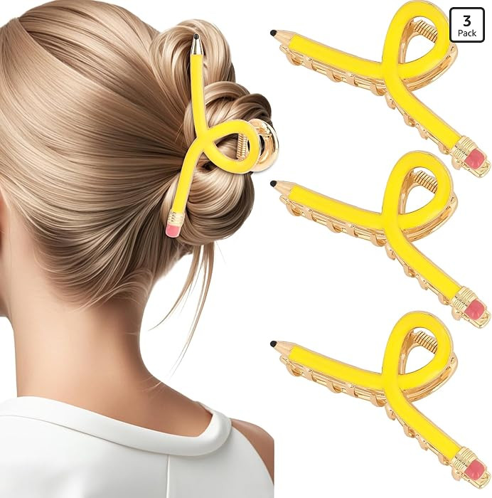 YARIEW Pencil Hair Clips for Women Thin Hair Teacher Gifts Claw Clips for Thick Hair Funny Back t... | Amazon (US)