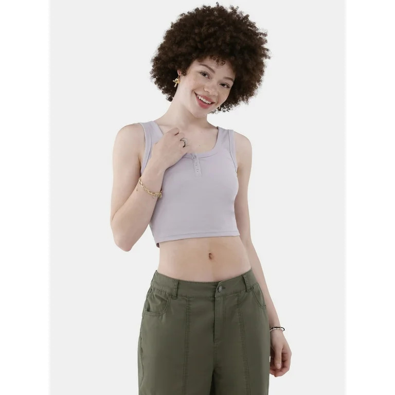 No Boundaries Henley Tank Top, Women’s | Walmart (US)