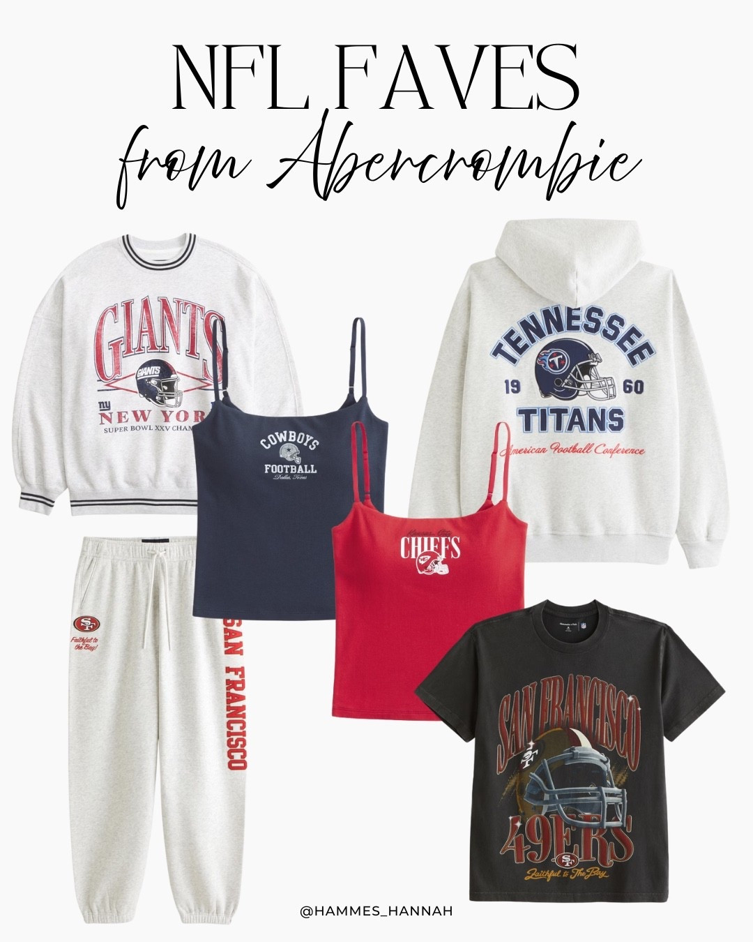 Game day just got a serious style upgrade. 🏈 Abercrombie’s NFL collection has the perfect mix of cozy sweats, vintage-inspired tees, and tanks that let you rep your team in style. Whether you’re cheering on the sidelines, heading to the stadium, or just lounging at home, these pieces make it easy to show your team spirit without sacrificing comfort.

Abercrombie NFL, game day outfits, football season style, cozy sweats, vintage NFL tees, San Francisco 49ers, New York Giants, Kansas City Chiefs, Dallas Cowboys, Tennessee Titans, Abercrombie NFL collection, women’s game day looks, team spirit style

#LTKStyleTip #LTKSeasonal #LTKFindsUnder50