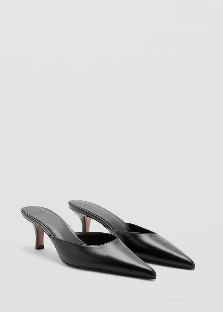 Pointed-toe leather heeled shoes black - Women - 6½ - MANGO | Mango (US/MX/AU)