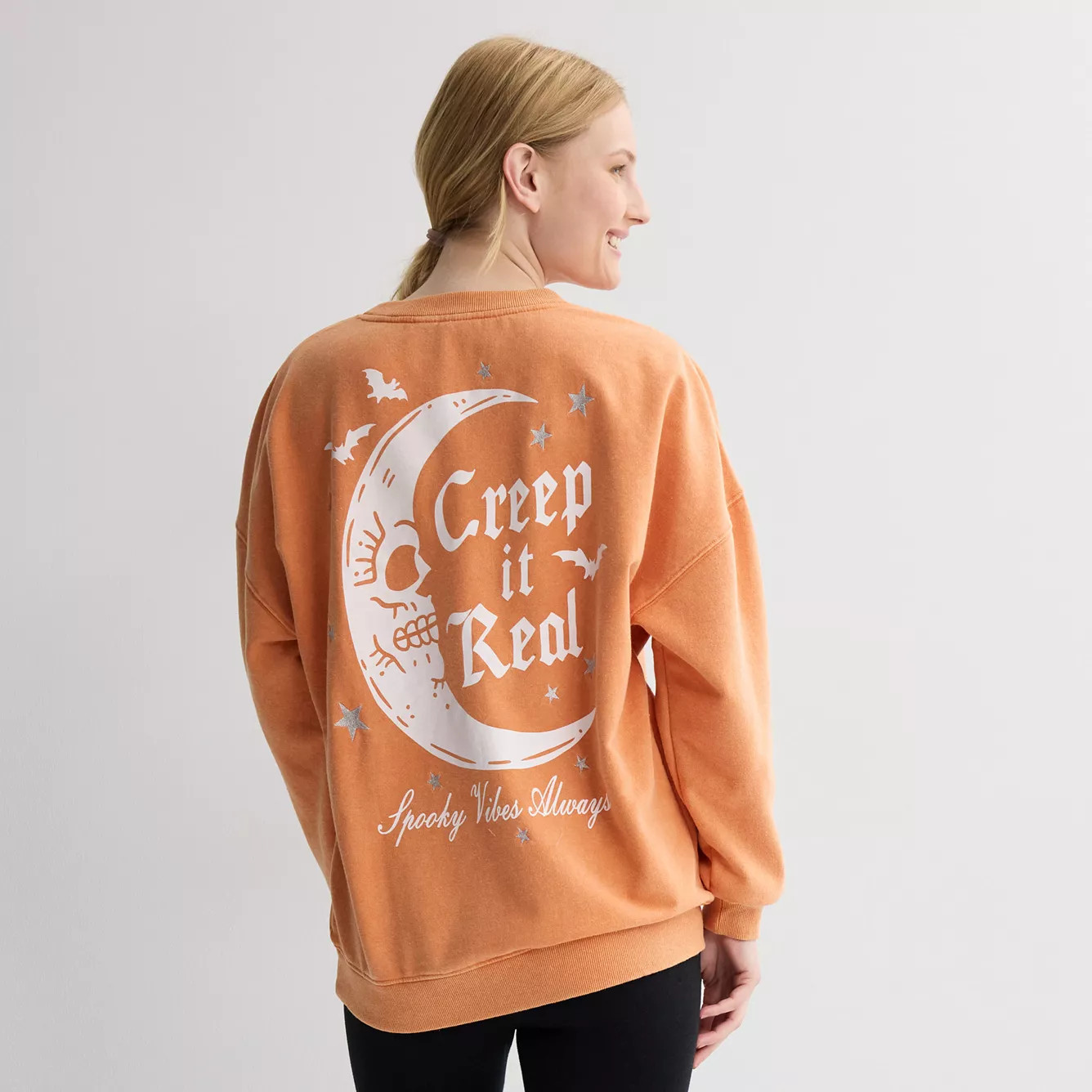Juniors' Creep It Real Moon Oversized Graphic Pullover | Kohl's