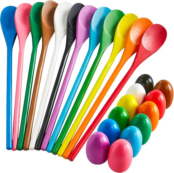 JOYIN Juego de 24 piezas de huevos de Pascua y cuchara, juego de relevo de huevos de Pascua y cuc... | Amazon (US)