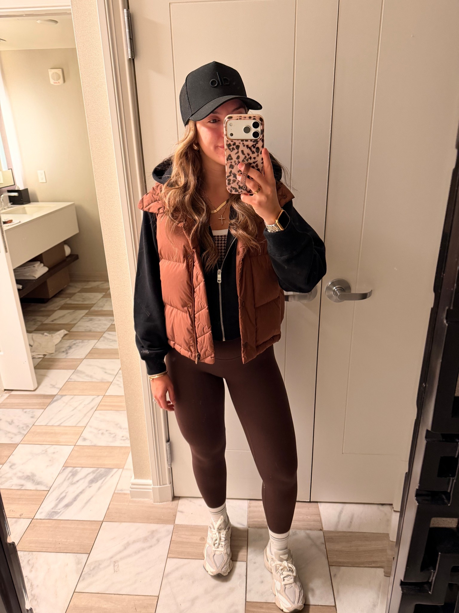 Travel outfit | winter airport outfit | lululemon | vitality | alo | new balance | Abercrombie & fitch | houndstooth | best down puffer vest | black zip up hoodie | ankle socks | 

#LTKdayinmylife #LTKTravel #LTKfitnessgoals