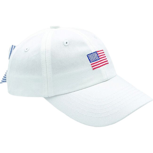 American Flag Bow Baseball Hat, White | Maisonette