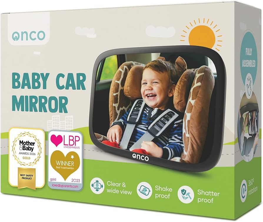 Onco Baby Car Mirror - 100% Shatterproof & Shakeproof, Award-Winning Car Mirror Baby Rear View, N... | Amazon (UK)