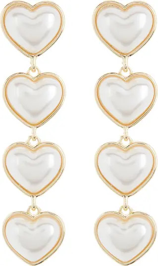 Imitation Pearl Heart Link Drop Earrings | Nordstrom Rack