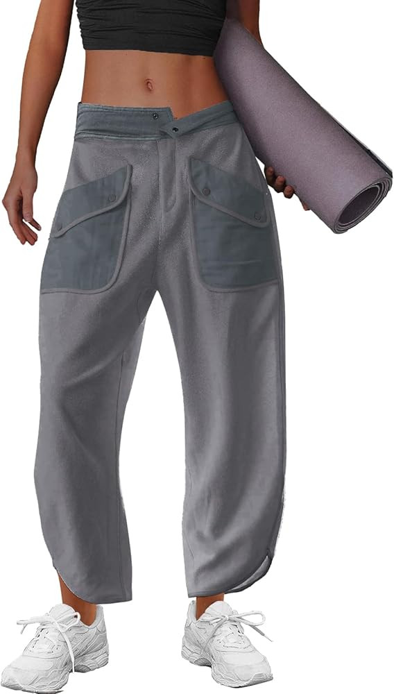 LAMISSCHE Oversized Barrel Lounge Pants Women Wide Leg Sweatpants with Pockets Baggy Cropped Pant... | Amazon (US)