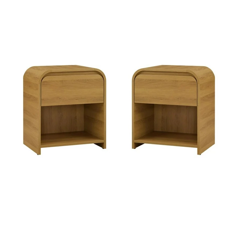 (2 pack) Better Homes & Gardens Juliet Nightstand with USB, Light Honey Finish | Walmart (US)