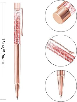 ZZTX 4 Pcs Rose Gold Ballpoint Pens Metal Pen Cute Bling Dynamic Liquid Sand Pen With Refills Bla... | Amazon (US)