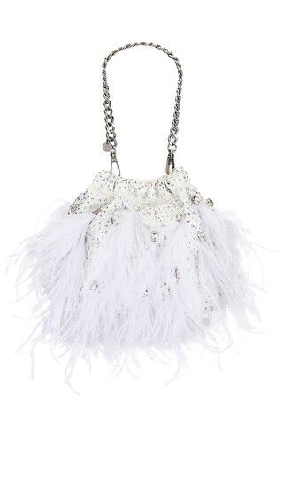 Livvy Feather Pouch in White | Revolve Clothing (Global)