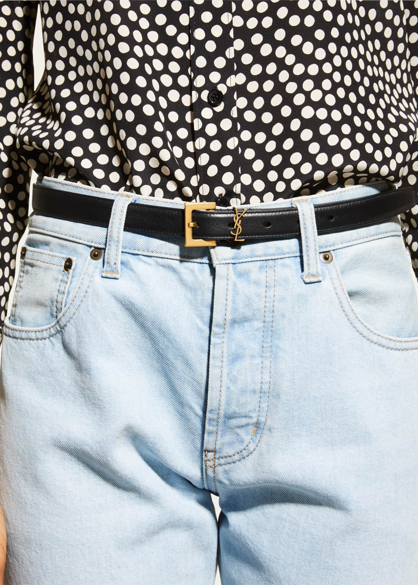 Saint Laurent YSL Monogram Leather Belt | Bergdorf Goodman