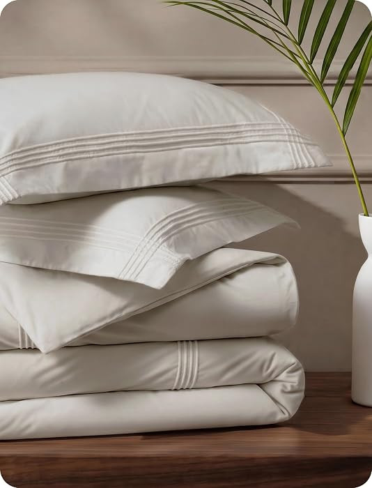 Bedsure PureWoven Cotton Percale Duvet Cover Queen, Rope Weave, Linen Beige | Amazon (US)