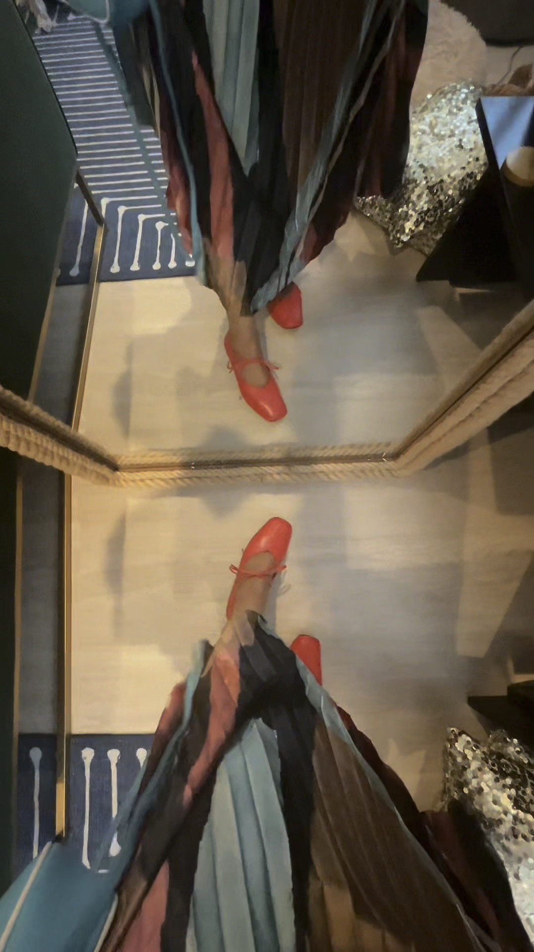 Details on my colorful spring, #OOTD with these adorable red ballet flats that I found on Amazon, which are available in multiple colors, this pleated a line skirt that I have had for ages in the back of the closet, and a very comfy, soft bodysuit also from Amazon (also comes in multiple colors). 
I paired with this electric blue 🤔 I don’t even know if electric blue is the right word for this color blue but anyway, I love the Melie Bianco bag that I got from  @Anthropologie  and then just some fun funky jewelry. ￼ 
Linking exact items below and adding in a little bit of info for you. ￼

#LTKootd #LTKgrwm #LTKOver40