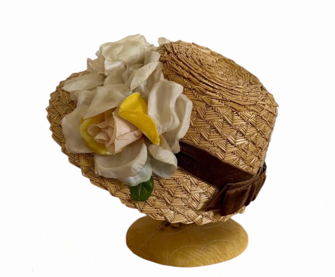 Vintage Straw Hat With Flowers, 1930’s 1940’s Era, Summer Hat - Etsy | Etsy (US)