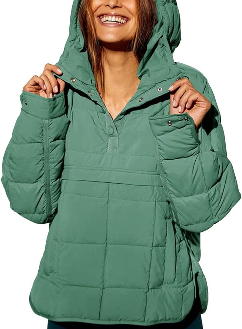 chouyatou Women's Quilted Pullover Puffer Jacket Packable Hooded Oversize Winter Coat Tops | Amazon (US)