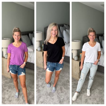 These basic tees are UNDER $5.00 and perfect for that summer, casual style! #walmartpartner You can get them all on @walmart! They are soft, with a slight v-neck and perfect for that causal, summer style! They also have lots of bright & basic colors so there’s a color for everyone!   #walmartoutfit @walmartfashion


➡️ I think these are SLIGHTLY oversized. I went with a small, which is my normal, fitted size for shirts, but these shirts still are slightly oversized! 

➡️ All items are linked here too in my LTK shop - https://liketk.it/4GBs9

.
.
.
#walmartfashion #walmart #walmartfinds #WalmartFashion #WalmartOutfit #casualoutfit #WalmartHaul #FashionHaul #MomOutfit #OOTD #summerfashion 

Follow my shop @jamielynns.journey on the @shop.LTK app to shop this post and get my exclusive app-only content!

#liketkit  #LTKunder50 #LTKstyletip @shop.ltk - https://liketk.it/4GBs9

#LTKFindsUnder50 #LTKSeasonal #LTKStyleTip
