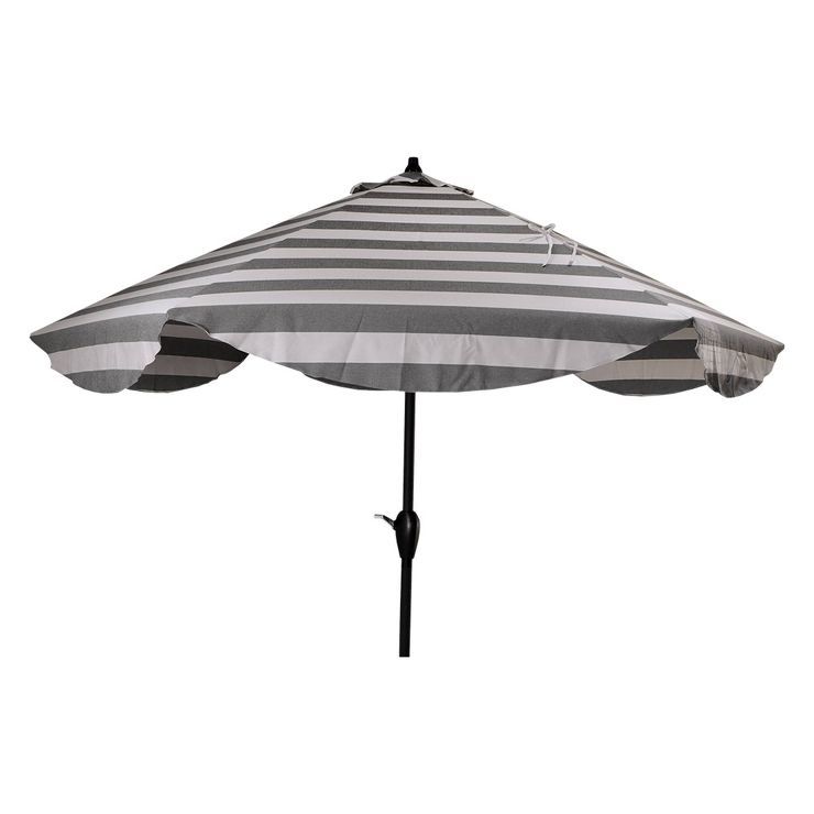 9' Cabana Round Scalloped Patio Umbrella DuraSeason Fabric™ Black - Threshold™ | Target
