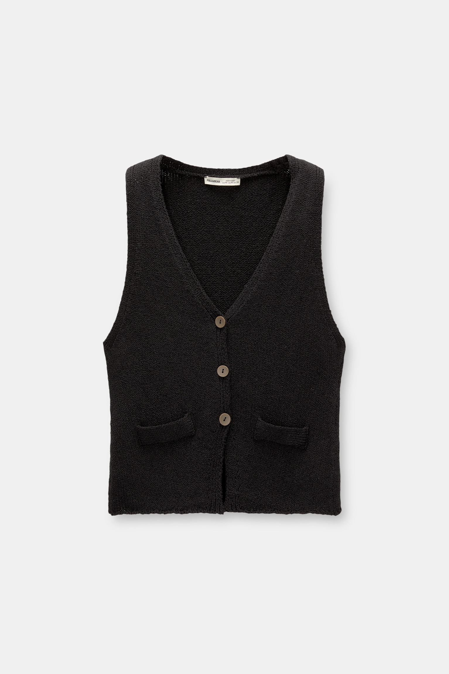 Knit vest with contrast buttons | PULL and BEAR UK