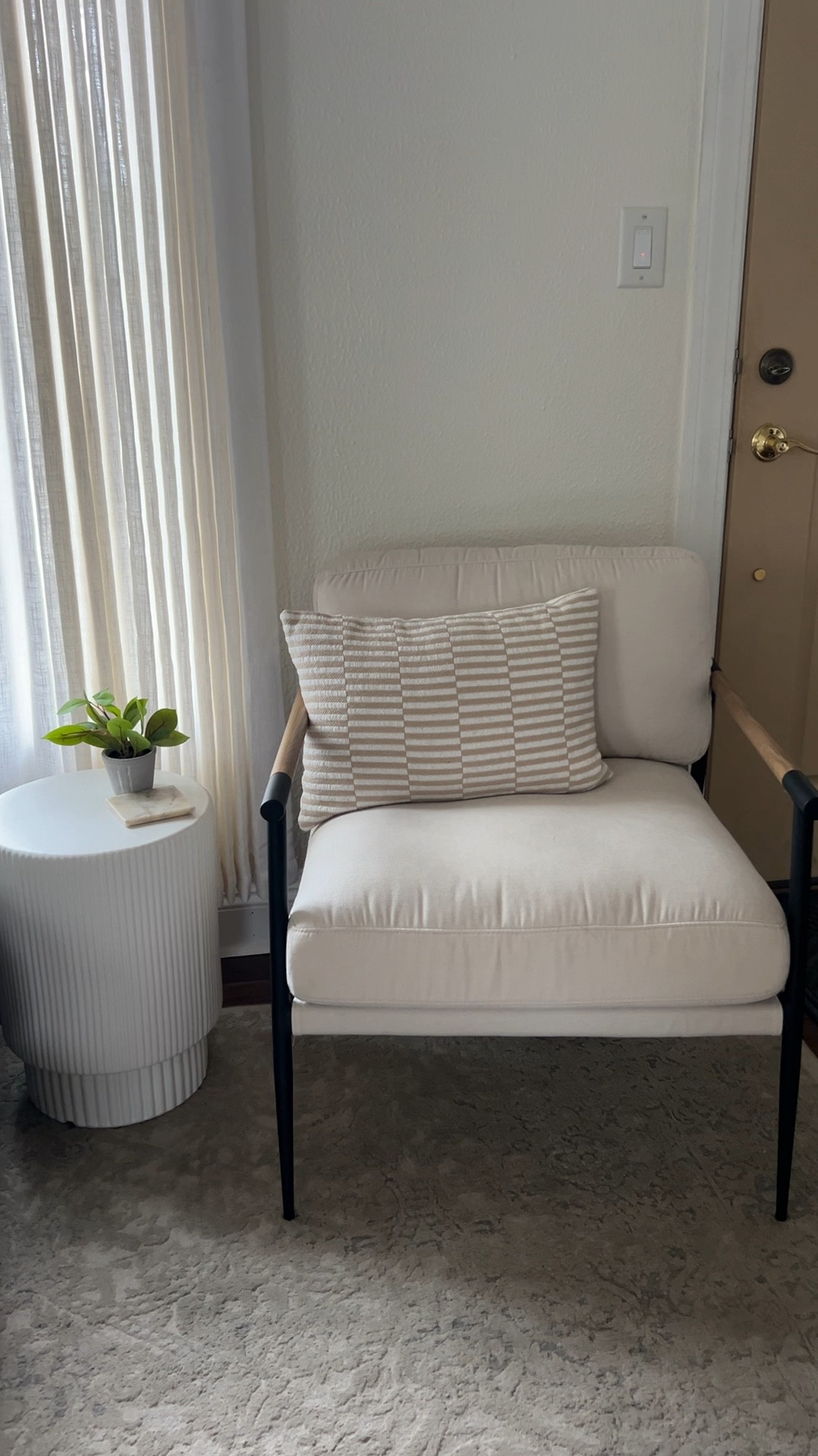 $150 accent chair from Amazon! Pillow is Target, side table is West Elm. Affordable furniture. Living room decor. Amazon find. 

#LTKHome