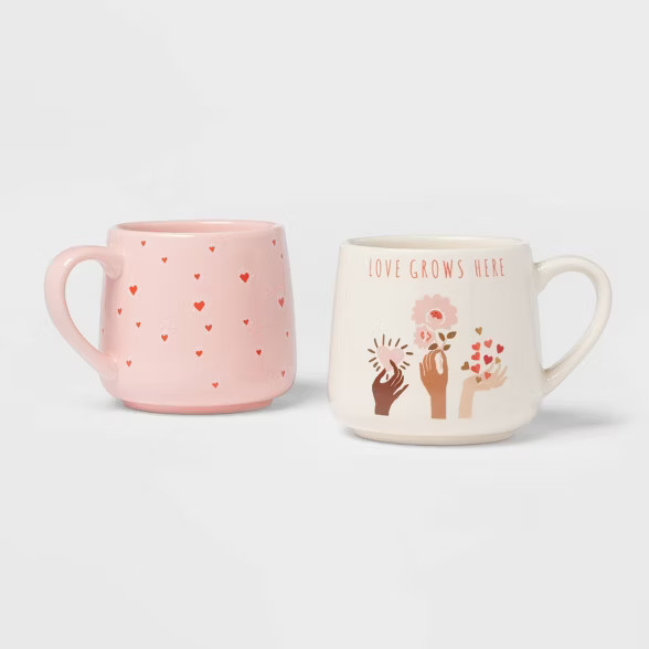 15oz 2pk Stoneware Love Grows Here Mug Set - Threshold™ | Target