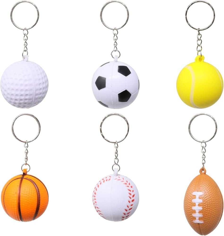 Honbay 6PCS Foam Sports Ball Keychains Lightweight Soccer Football Baseball Basketball Tennis Bal... | Amazon (US)